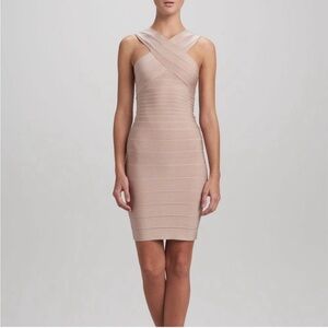 Herve Leger Stella Cross Front Bandage Dress Color Bare (beige) Size Small $1500
